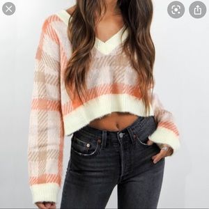 Wild Honey Plaid Crop Cher Sweater